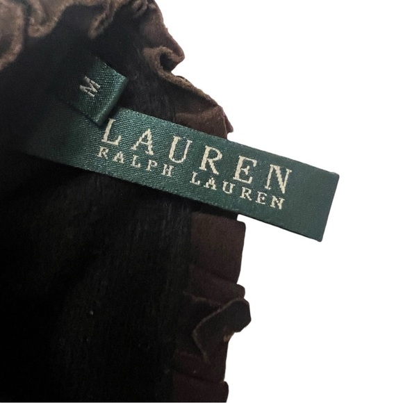 Lauren Ralph Lauren Leather Gloves Size Medium Brown Suede - Picture 8 of 10